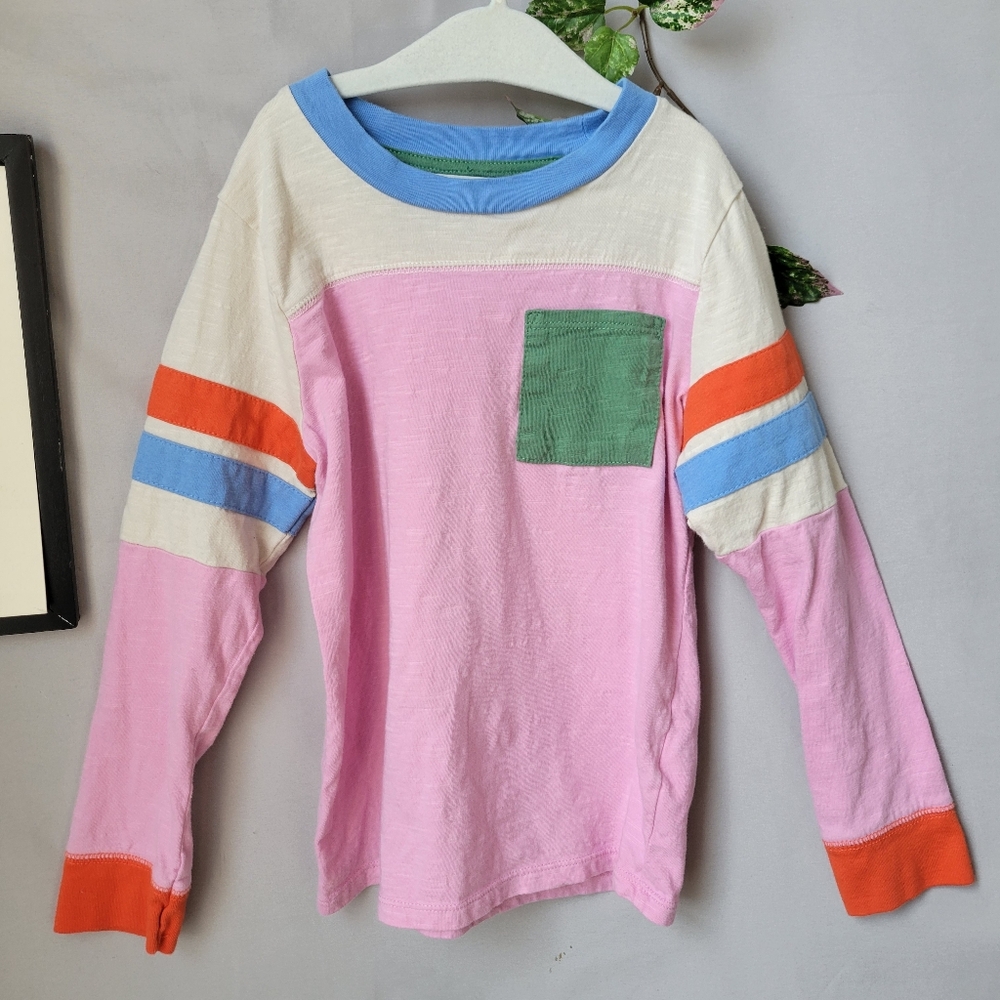 Mini Boden Stripe Crew Neck Pocket Tee 7- 8 yr